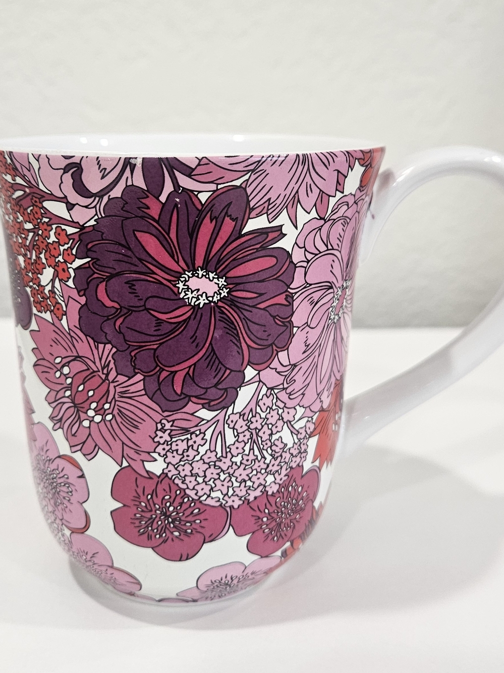 Liberty Of London For Target Pink Red Burgundy Floral Stoneware Coffee Mug
